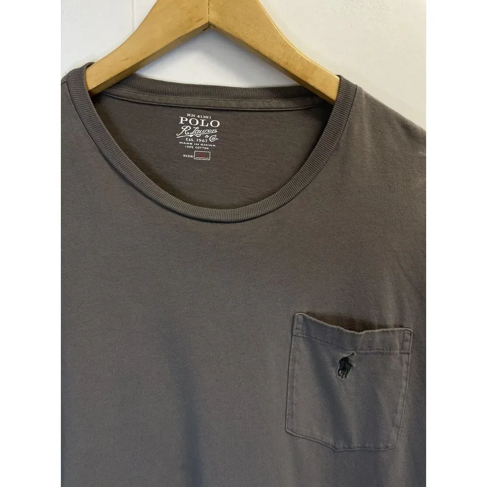 Polo Ralph Lauren Mens‎ M Pocket T-shirt Long Sleeve Grey Pony Logo
